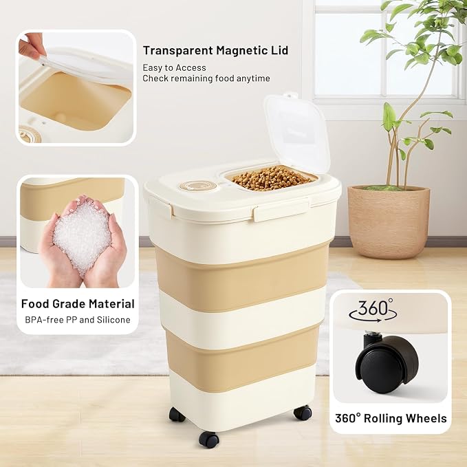 ZOMISIA 40-50lbs Dog Food Storage Container, Large Capacity Collapsible - Image 7