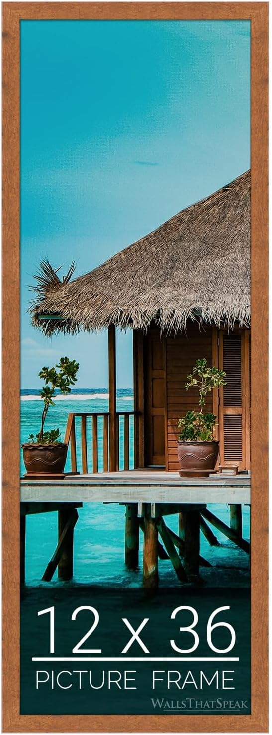 wallsthatspeak 12x36 Light Walnut Rustic Pine Picture Frame for Puzzles Posters Photos or Artwork