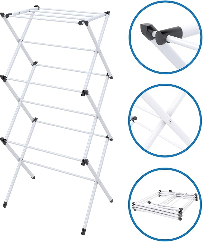 Honey-Can-Do 3-Tier Compact Clothes Drying Rack, 16 ft, No Assembly - Image 5