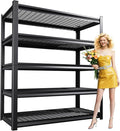 Garage Shelving 5-Tier Adjustable Metal Garage Shelves Heavy Duty Unit,3000 LBS Steel Shelf Storage Rack Suitable for Industries,Warehouses,Basement,Black(Wire-72''H x 59''W x 19.7''D)