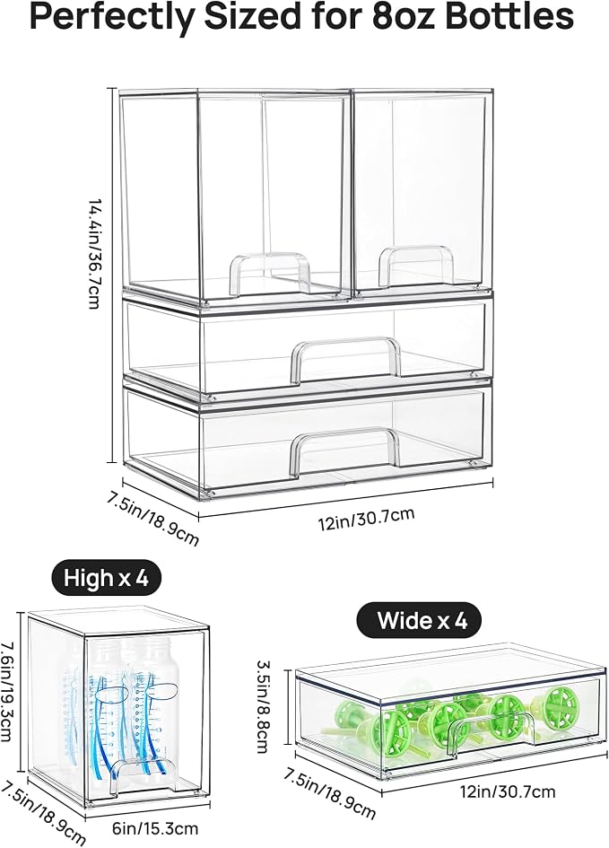 Vtopmart Clear Stackable Storage Drawers Set of 8, Plastic Organizer Bins | - Image 2