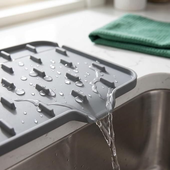 2PCS Silicone Faucet Splash Guard Mat, Sink Faucet Drip Catcher Tray - Image 5