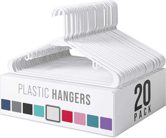 Plastic Hangers 20 Pack White by Neaterize