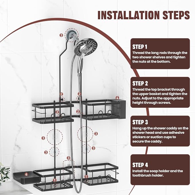 REINHARDT Adjustable Shower Caddy Hanging - Image 7