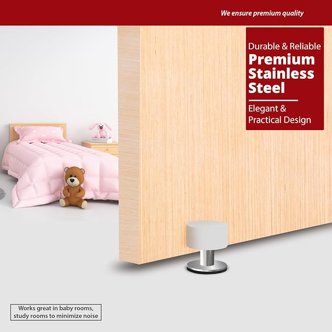 2 Pack Door Stoppers Stop with Extra Stickers, Self-Adhesive Door Stops with - Image 5