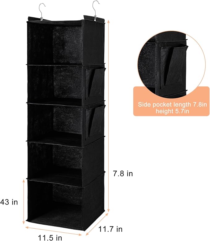 BOOMIBOO Hanging Closet Organize and Shelves, 5-Hanging Shelf（2 Pack - Image 3