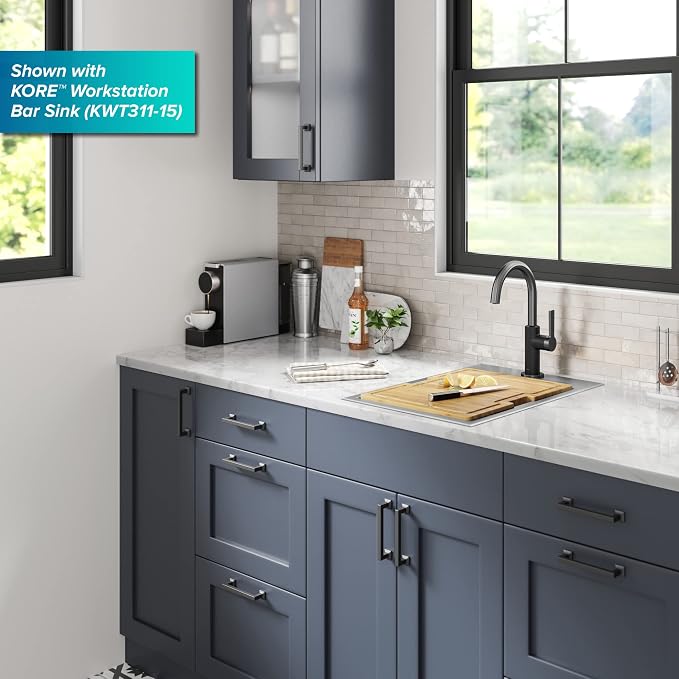 Kraus Oletto Single Handle Kitchen Bar Faucet in Matte Black/Spot Free Black - Image 10
