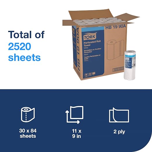 Tork HB1990A Perforated Paper Roll Towel, 30 Rolls, 84 per Roll - Image 2
