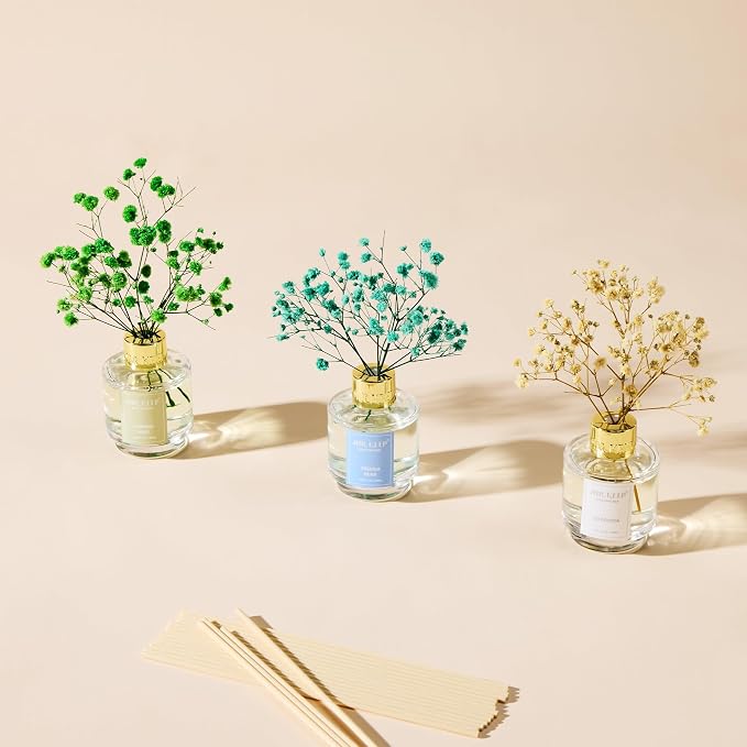 Reed Diffuser Set of 3, Jasmine Mint Gardenia Freesia Pear Oil Reed Diffusers - Image 3