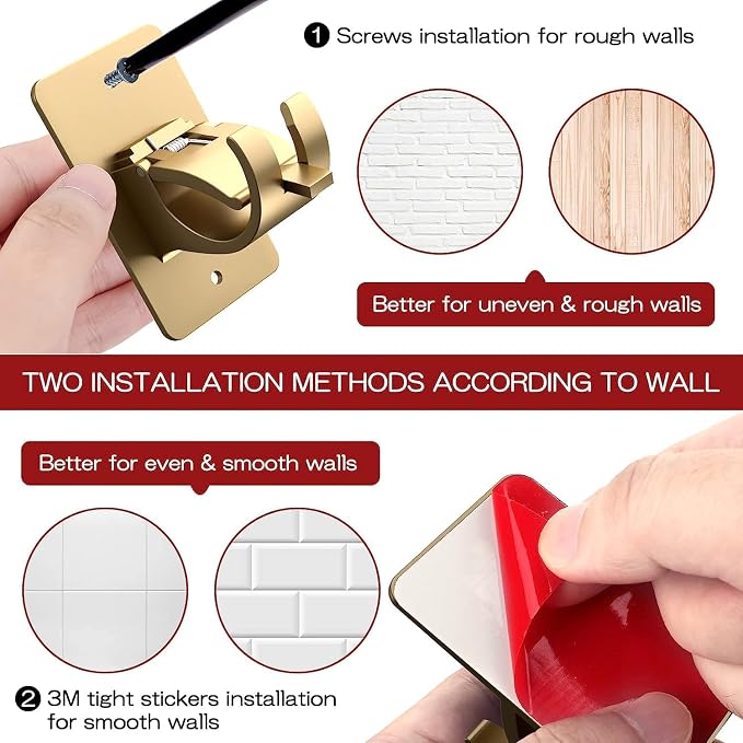 2 Pieces Self Adhesive Curtain Rod Bracket, Universal Plastic Curtain Rod - Image 6