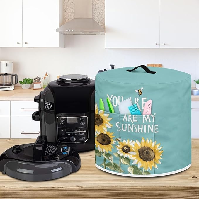 Air Fryer Dust Cover Compatible with 6 Quart, Dust Protection Pressure Cooker Cover with Top Handle and Storage Pockets for Women Wife Gift, You Are My Sunshine