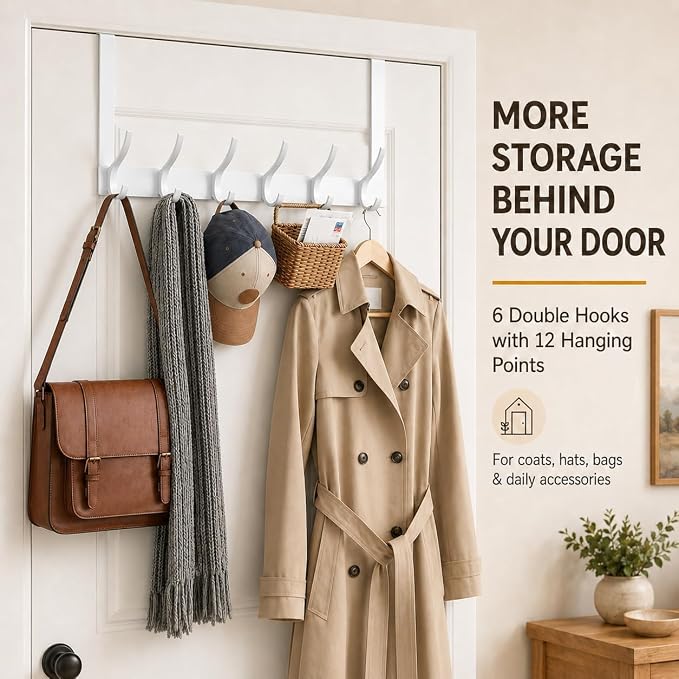 Peasulin 2 Pack Over The Door Hooks, Sturdy Door Hanger, Large Over The Door - Image 4