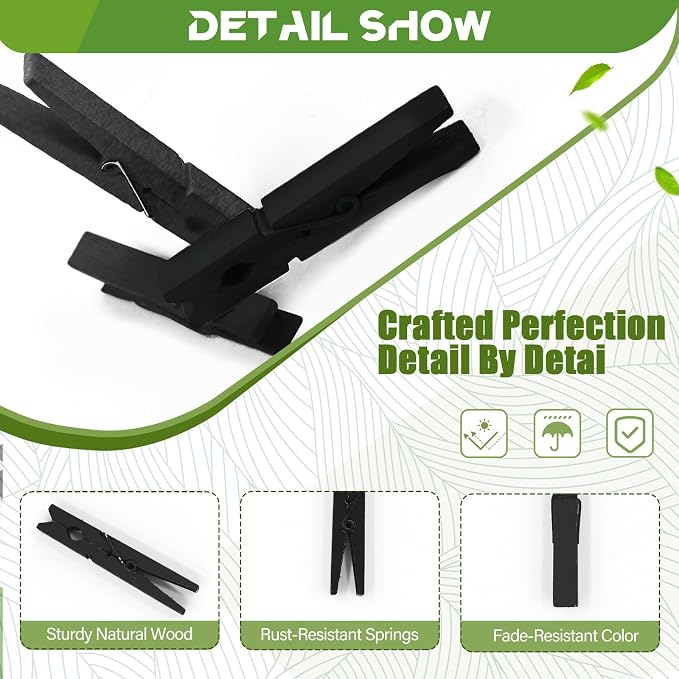 100 Pcs Black Clothes pins - Image 2