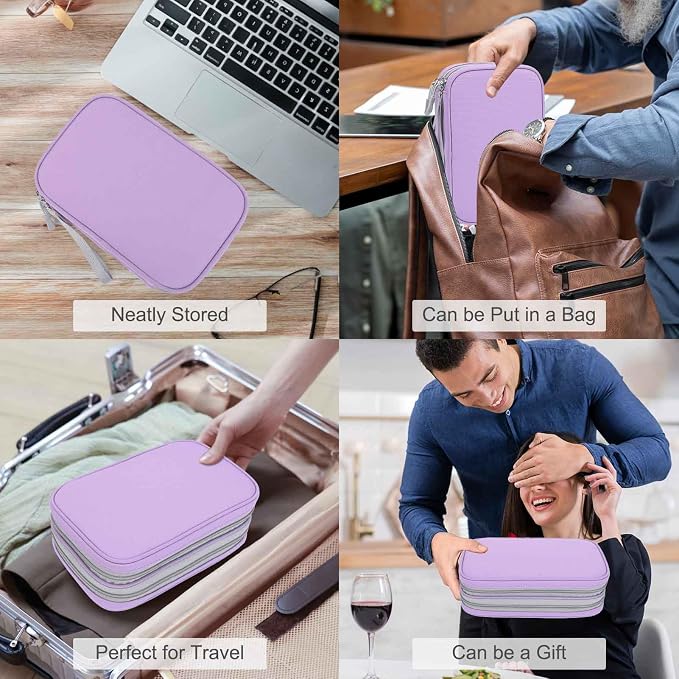 FYY Electronic Organizer, Travel Tech Pouch Bag, Light Purple | Wrist Strap - Image 7