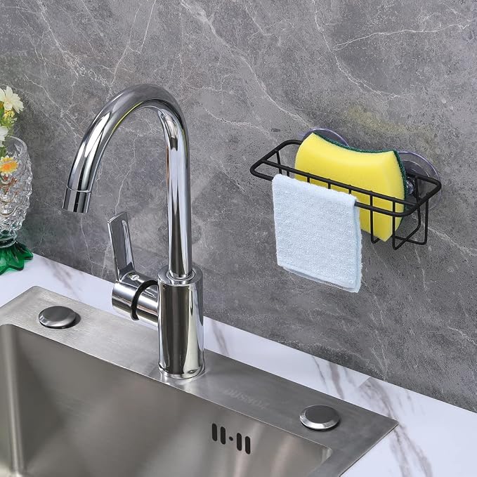 TESOT Sink Caddy Sponge Holder for Kitchen Sink Dish Cloth Hanger 2 Suspension - Image 3