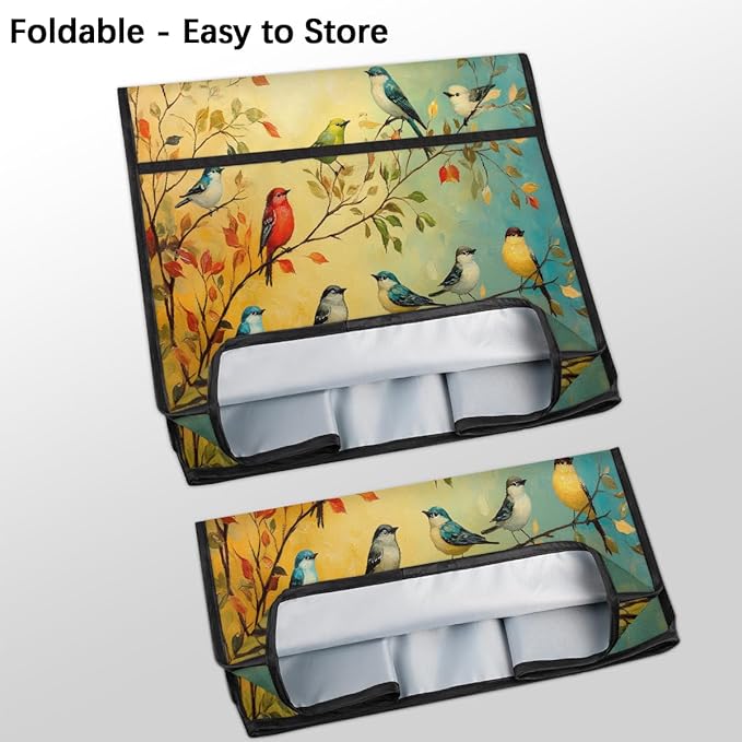 Kitchen Aid Mixer Cover Color Birds Leaves Animal Stand Mixer Cover Compatible with 6-8 Quarts Stand Mixers, Dust Covers with Zipper Pocket Foldable Washable Kitchen Aid Organizer Bag