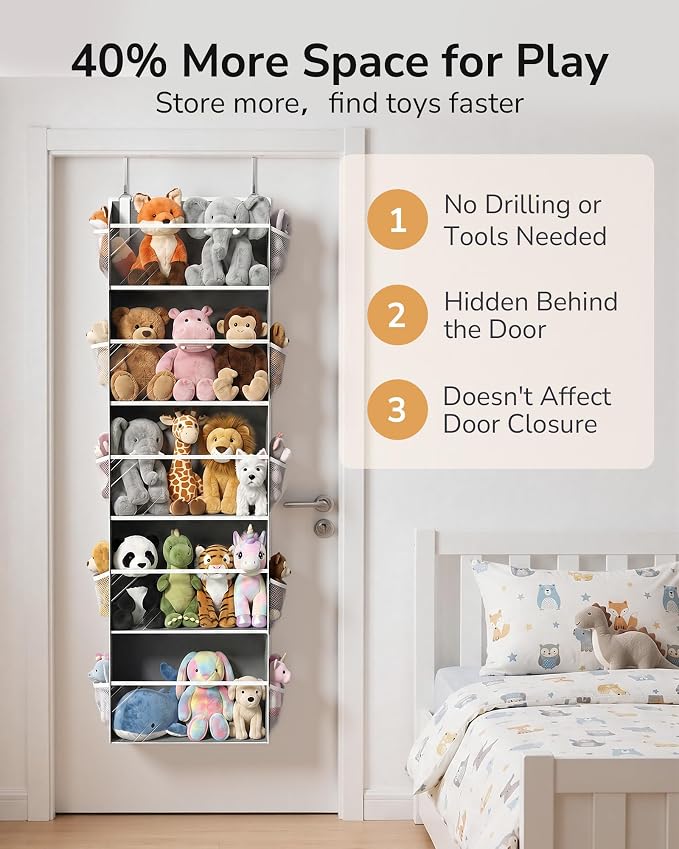 ULG Stuffed Animal Organizer Over the Door, Large Hanging Plush Toy Storage - Image 5