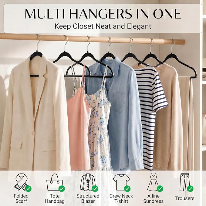 Plastic Hangers 50 Pack, Heavy Duty Plastic Hangers - Image 2