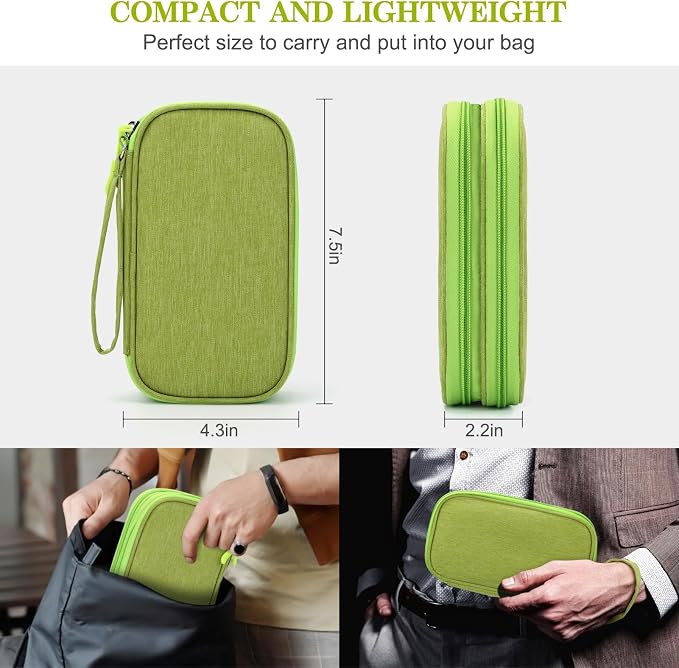 FYY Electronic Organizer, Travel Tech Pouch Bag, Cable Organizer Green | Wrist - Image 2
