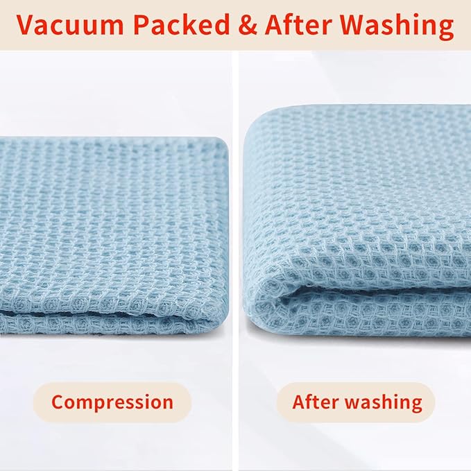 Homaxy 100% Cotton Waffle Weave Kitchen Dish Cloths 8-Pack, Sky Blue | 12 x 12 - Image 8