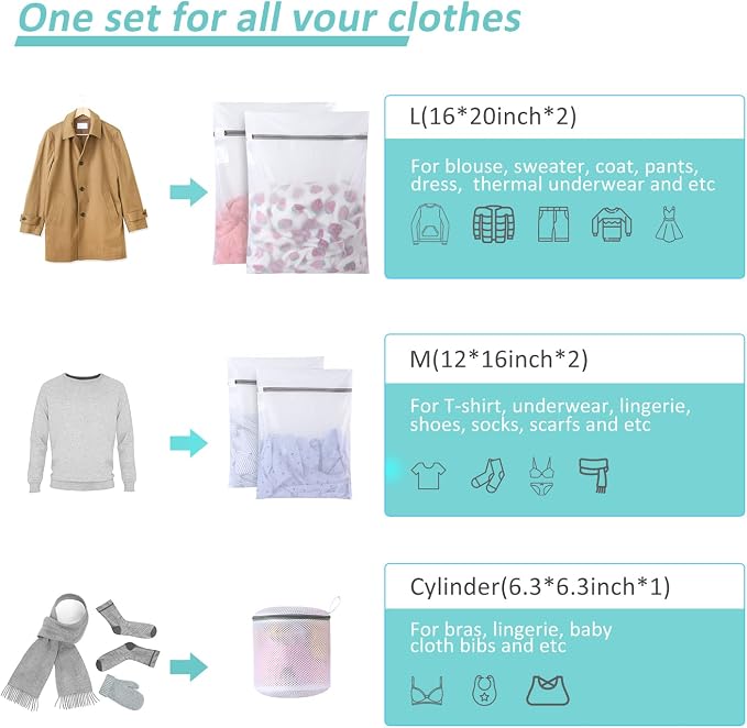 GOGOODA Mesh Laundry Bags for Delicates Durable Protective Wash Bags - Image 4
