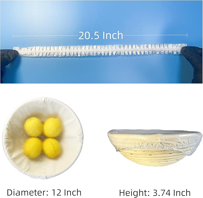 100 Boxed Bowl Covers Bread Proofing Large Plastic Wrap for Food Shower Caps for Sourdough Bread Baking Rising Elastic Reusable BPA Free Food Grade (Diameter 13")
