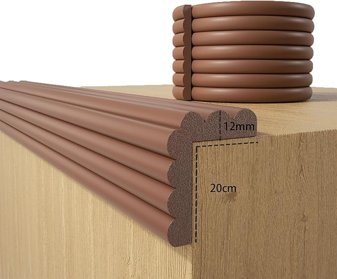 Baby Proofing Wall Corner Protector,Edge Guard Corner Protector,6.56ft Thinken Soft Corner Protectors Pre-Taped Soft Rubber Foam Edge Cushion for Furniture (Coffee Brown, 6.56Ft x 7.8" W x 0.47" Th)