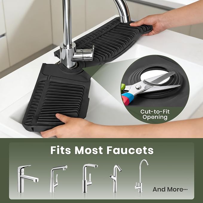 2PCS 24 Inch Faucet Mat for Kitchen Sink, Silicone Splash Guard for Kitchen - Image 6