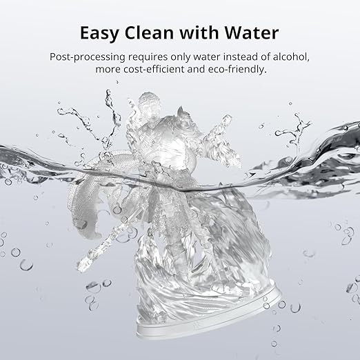 ANYCUBIC Water Washable 3D Printer Resin, 405nm High Precision UV-Curing 3D Resin, Low Shrinkage Photopolymer Resin for 8K Capable LCD DLP Resin 3D Printer Printing (Clear + Clear, 2000g)