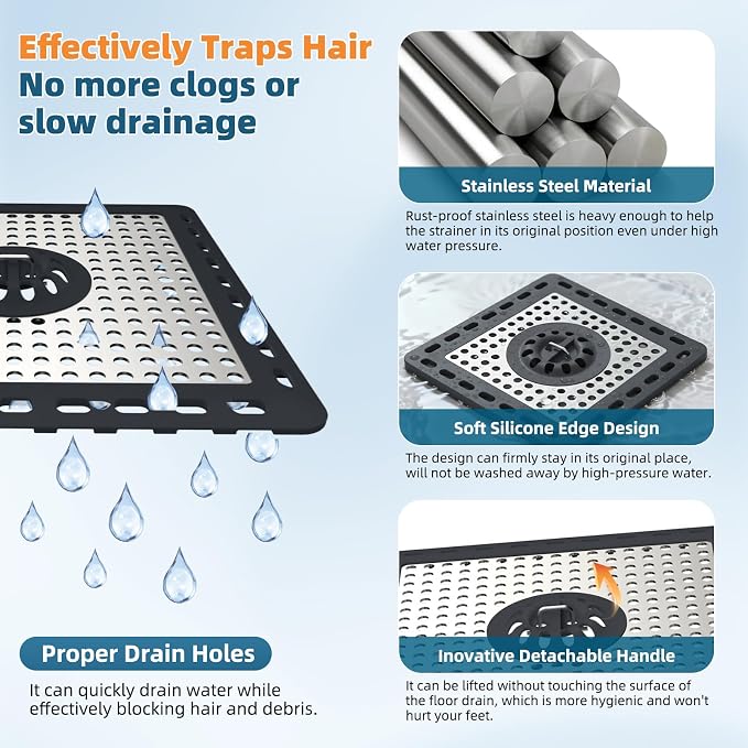 Hibbent Upgraded Shower Drain Hair Catcher, Shower Cover - Image 2
