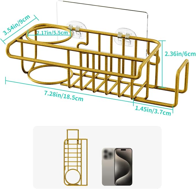 HapiRm Sponge Holder for Kitchen Sink, No Drill Kitchen Sink Caddy Organizer - Image 4