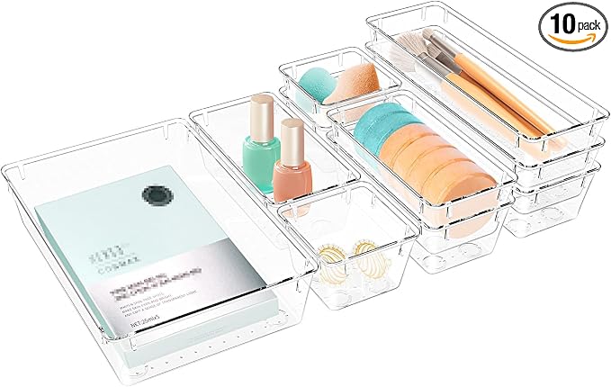 10 PCS Drawer Organizer Set, 5 Size Bathroom and kitchen organizer Trays | by StorMiracle