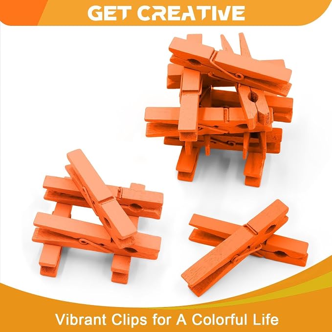 100 Pcs Orange Clothes pins - Image 3