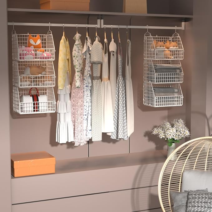 PUPPYCUTE Hanging Closet Organizer and Storage, Clothes Hanging Shelves Wire - Image 2
