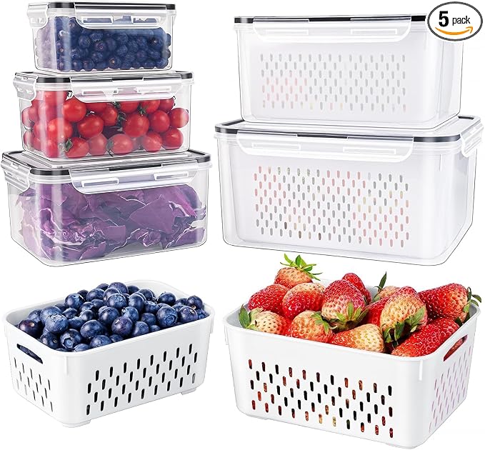 5 PCS Large Fruit storage Containers by Freshmage