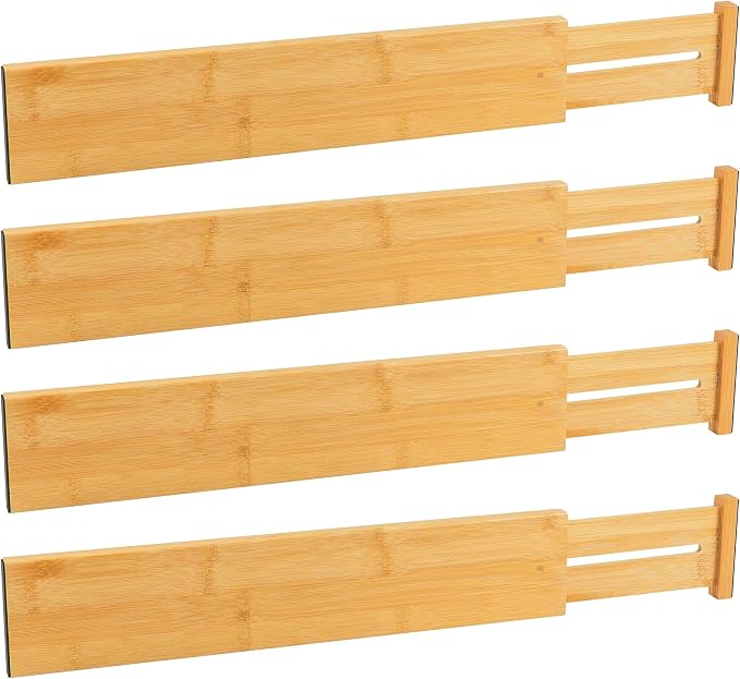 Utoplike Kitchen Drawer Divider, Expandable Bamboo Drawers Organizer 3.2" H | by Utoplike
