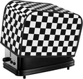 Black White Checkered 2 Slice Toaster Cover, Waterproof Dust Cover For Small Kitchen Appliance