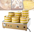 4000W 6-Hole Commercial Electric Food Steamer, Independent Water Supply & Dry Burn Alarm, 30-110°C Adjustable Temp for Dim Sum, Kitchen & Restaurant Cooking(No Steamer Included)