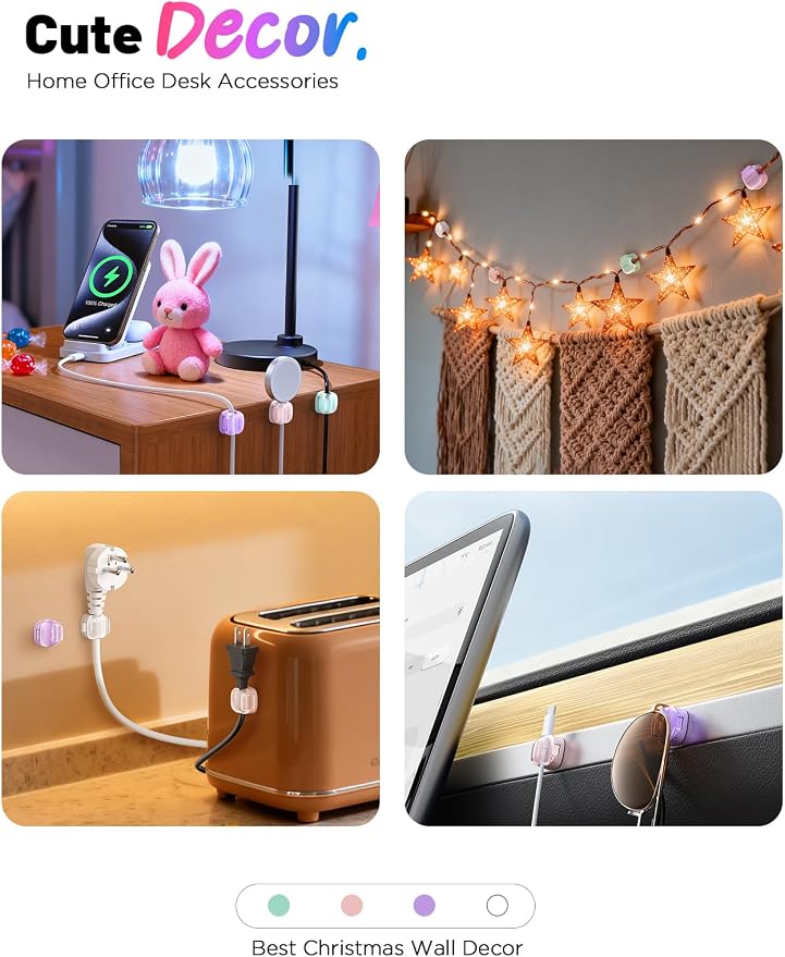 Chfeila Cable Clips, 8 Pack Cord Holder Cord Organizer, Cable Management | - Image 7