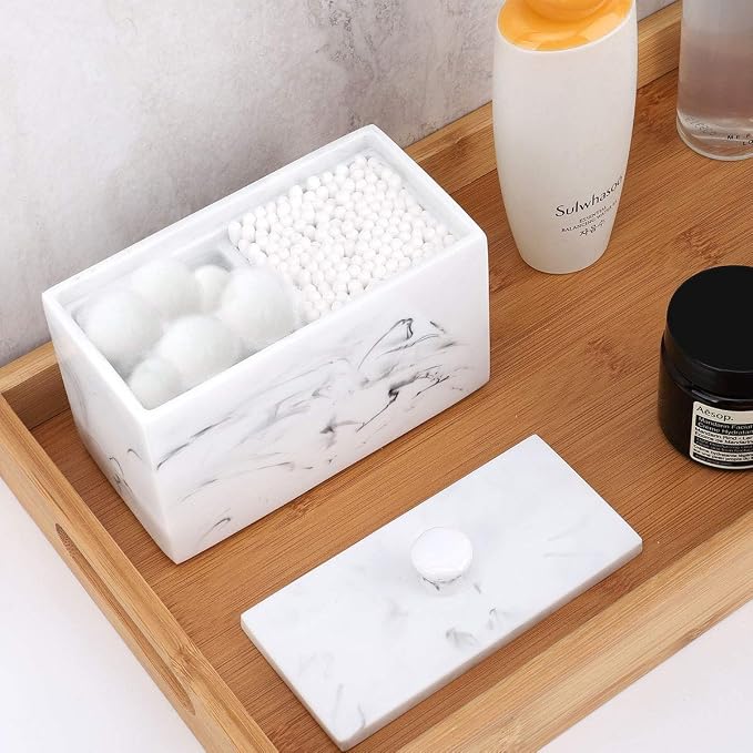 Luxspire Cotton Swab Holder, Dual Compartment Jar - Image 7