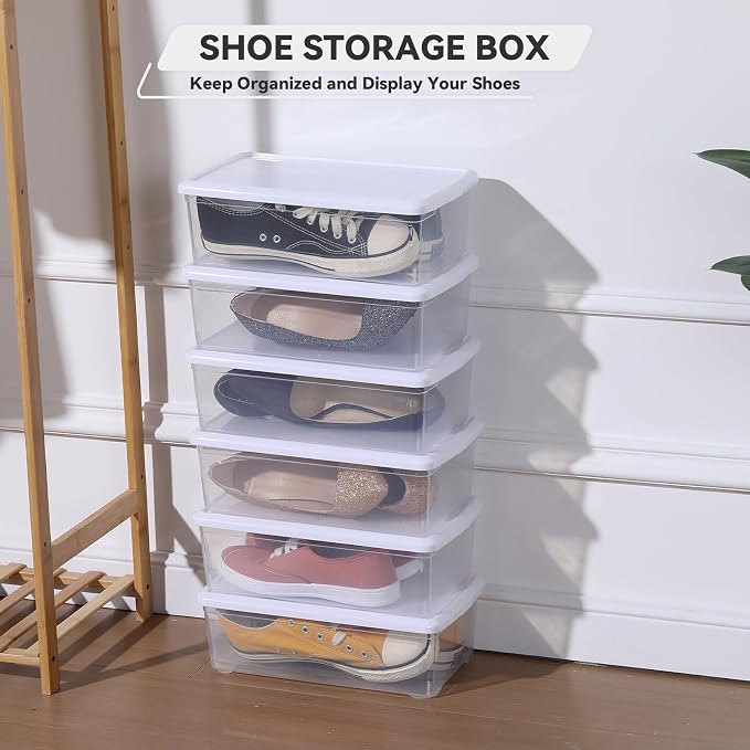 novelinks 8 Pack 6 Quart Clear Plastic Shoe Storage Bins - Image 2