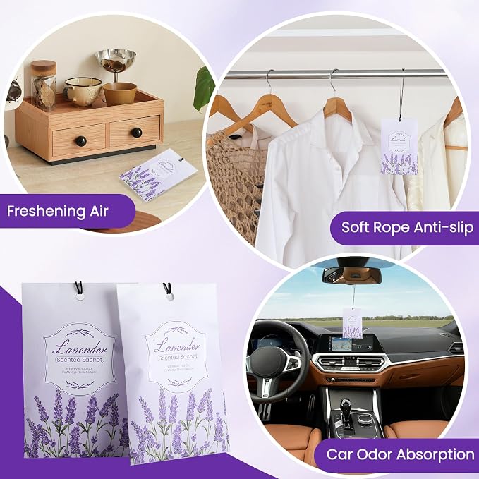 FURWEY 24 Packs Lavender Scented Sachets, Long Lasting Sachet Bag - Image 4