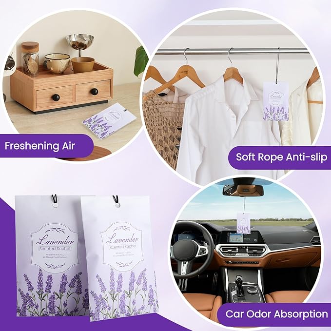 FURWEY 16 Packs Lavender Scented Sachets, Long Lasting Sachet Bag - Image 4