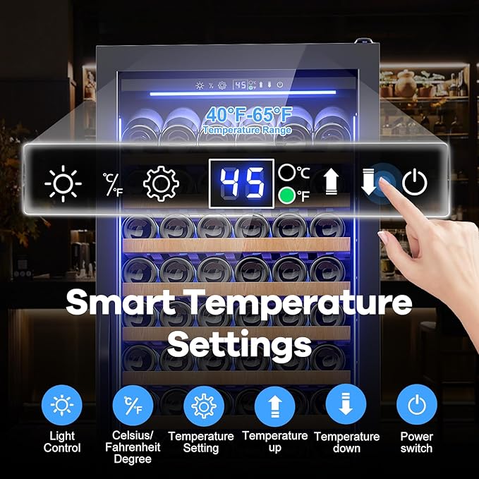 24" Wine Cooler Refrigerator Black, 24 Inch Wide Large Capacity Freestanding/Built in Wine Fridge for 154 Bottles with Safety Lock, Professional Wine Cellar with Glass Door