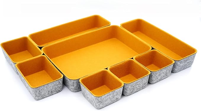 8-Piece Felt Drawer Organizers Curry Desk Tray Makeup Storage - Image 2