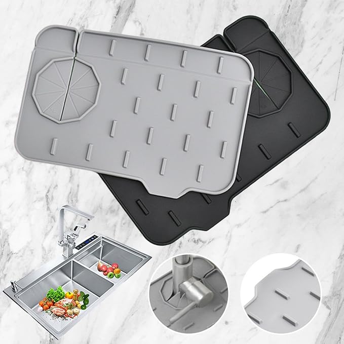 2 Pack Mini Sink Splash Guard, Double Sided Kitchen Faucet Mat | Tap Water - Image 4