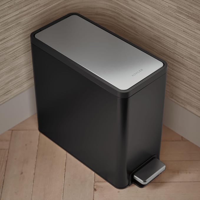 KOHLER 20957-BST Bathroom Trash Can, 2.5 Gallon Step Can, Quiet-Close Trash Can - Image 7