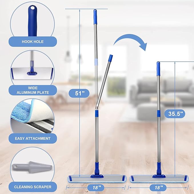 18" Professional Microfiber Mop Floor Cleaning mop, Flat Mop - Image 3