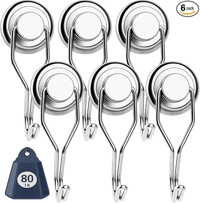 DIYMAG Magnetic Hooks, 80LBS Heavy Duty 6 Pack 2026 Cruise Ship Essentials by DIYMAG