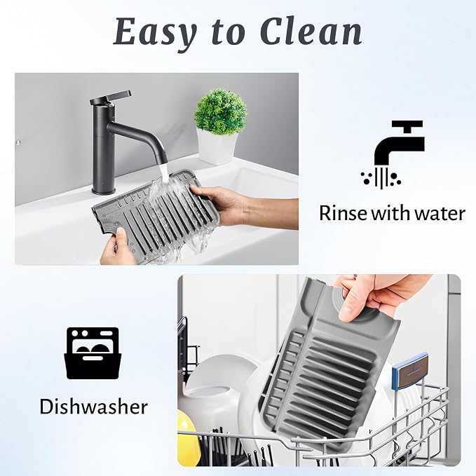 PoYang 17.7 Inch Faucet Mat for Kitchen Sink Splash Guard, Snap Button Holds It - Image 9